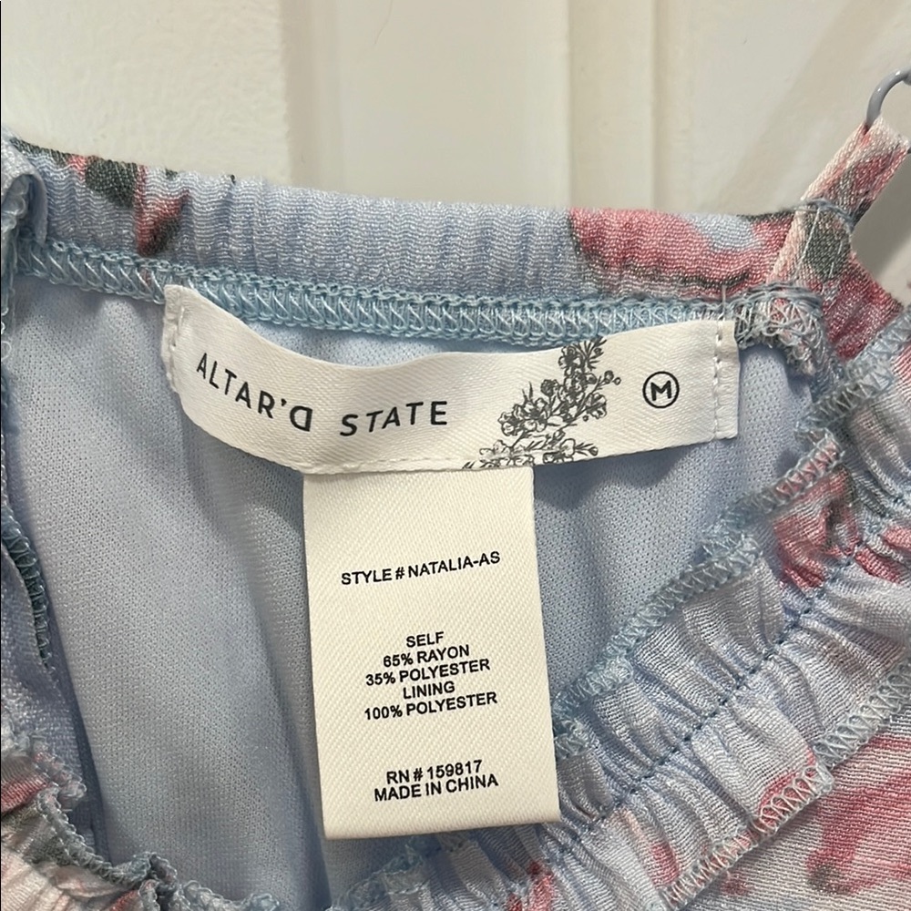 Altar'd State Blue Pleated Maxi Dress Sleeveless V-Neck - Picture 2 of 7